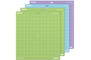 Nicapa 12x12 inch Cutting Mat for Cricut Maker 3/Explore 3/Maker/Air /2/One (4pack-2x Standardgrip、Lightgrip、Stronggrip) Adhesive&Sticky Non-Slip Flexible Square Gridded Variety Cut Mats Set