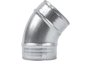 ECOPRO VENT 4" Inch 45˚ Degree Galvanized Steel Duct Elbow - Pressed Industrial Connector Bend - Ventilation Pipe Fitting - Dryer, Exhaust, Extractor Hood Air Inlet, Outlet Pipe Joint