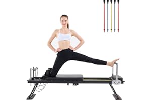 DWKWE Pilates Reformer, Foldable Pilates Reformer Home Gym Equipment,Core Pilates Bed for Home Workouts ,with Dual Resistance- Springs and Cords, Jump Board Christmas Birthday Valentines Day Gift
