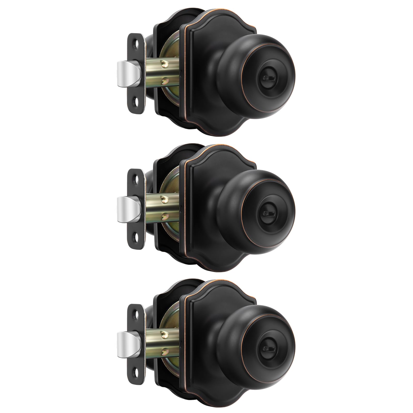Photo 1 of goldenwarm Oil Rubbed Bronze Door Knobs Interior, Bedroom Interior Door Knobs, Oil Rubbed Bronze Privacy Door Knob 3 Pack