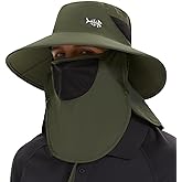 BASSDASH UPF 50+ Breathable Sun Hat with Removable Face Cover and Neck Flap Wide Brim Bucket Hat for Fishing Hiking Men Women