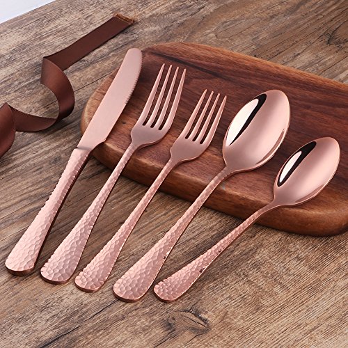 20Piece Rose Gold Flatware Silverware Set, Bisda Stainless Steel