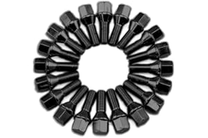 HUNTING HORSE 20PCs M14x1.5 40mm Shank 17mm Hex Wheel Lug Bolts for Aftermarket Custom Wheels Conical Seat, Black