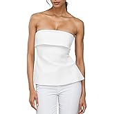 Strapless Tube Tops for Women Backless Going Out Bandeau Top Sexy Trendy Off Shoulder Side Split Summer Bustier Tops