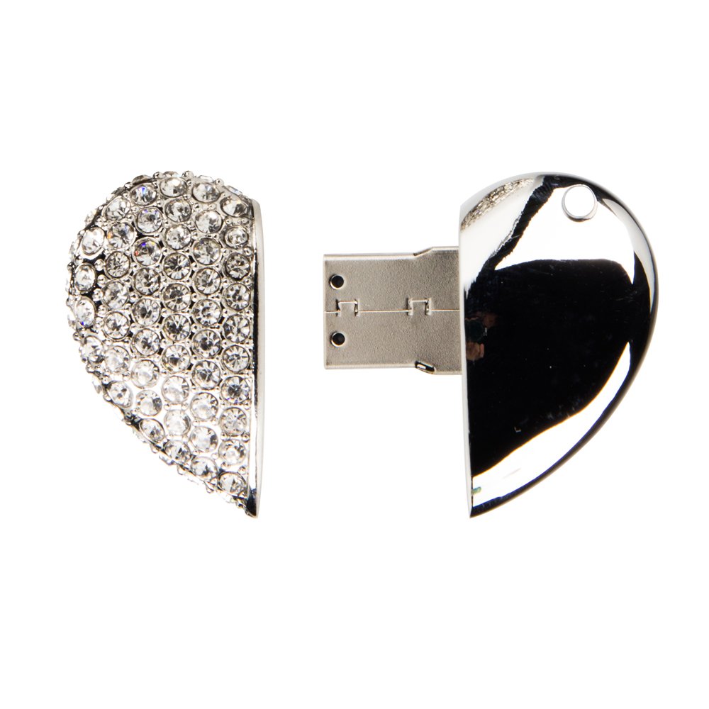 MAXINDA Gioielli Cuore Chiavetta USB 16 GB 2.0 di Metallo Memoria usb con Cordino e Borsa Regalo ( Argento Cuore)