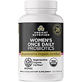 Ancient Nutrition Regenerative Organic Certified Probiotics for Women, Probiotics Women’s Once Daily, for Healthy Digestion and Immune System Function Support, 25 Billion CFUs* Per Serving, 30 Count