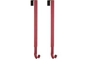 Haute Decor Adapt Adjustable Length Wreath Hanger - 2PACK- Holds up to 20 lbs (Red) - 2 Identical Over The Door Wreath Hanger Hooks