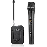 Movo WMX-7-TH+RX Handheld Wireless Microphone System - Omnidirectional Microphone with Built-in VHF Transmitter, Bodypack Receiver - Wireless Mic Interview Kit for Reporters, Vlogging, Live Events