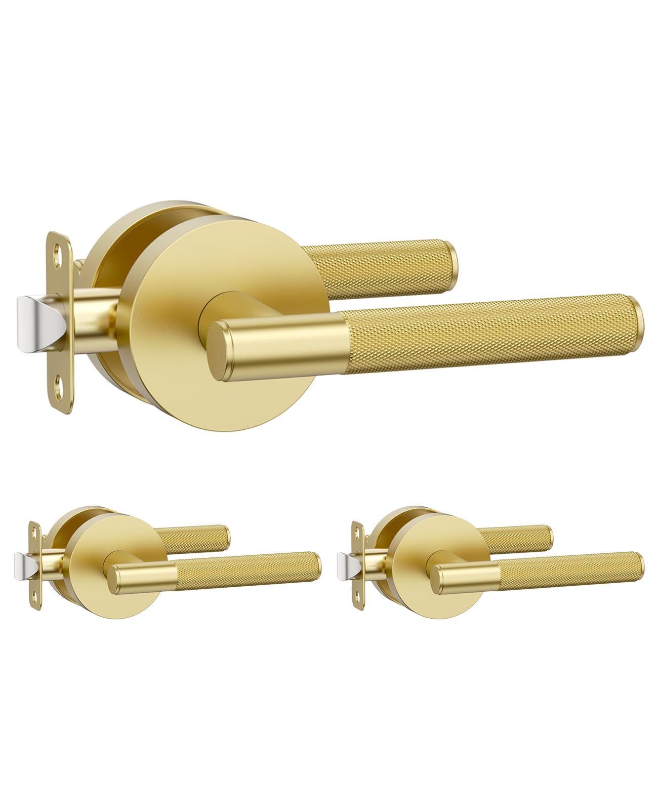 Photo 1 of **FACTORY SEALED** Amerdeco 3 Pack Brushed Gold Passage Door Handles,Heavy Duty Non-Locking Door Lever for Hall, Closet,Office Area, Shopping Malls AM0016