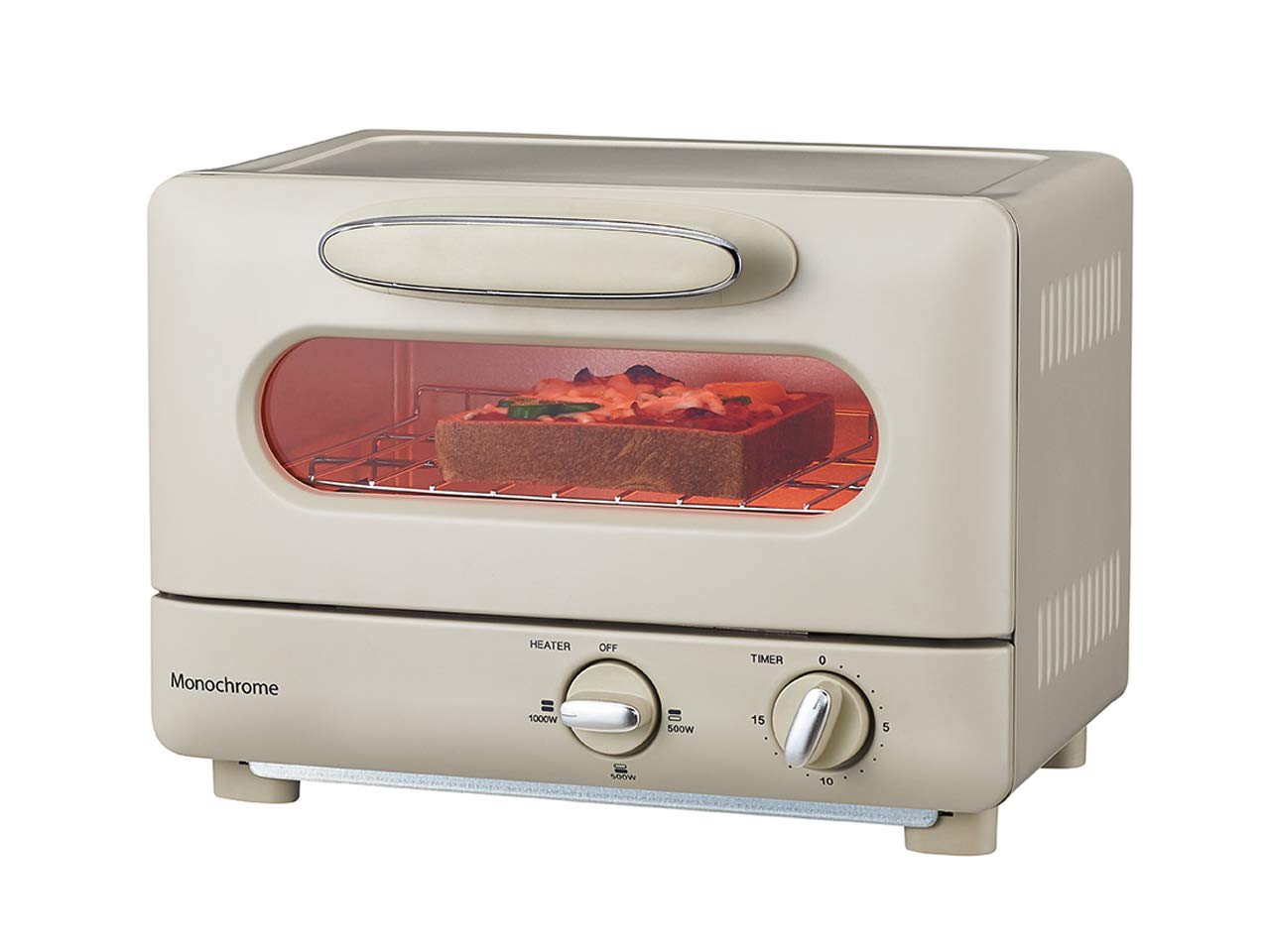 モノクローム(Monochrome) 【Amazon.co.jp限定】コイズミ オーブントースター 1000W ヒーター3段階切替 15分タイマー パンくずトレー付き レトロ ホワイト MOS-1028/W商品画像