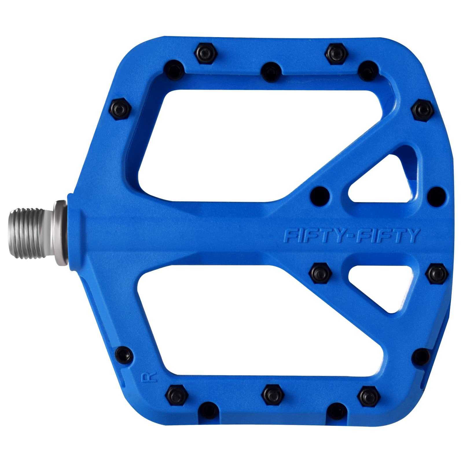 FIFTY-FIFTY Mountain Bike Pedals, Non-Slip MTB Nylon Composite, 9/16" Bicycle Pedals, Lightweight and Wide Flat Platform (Blue)