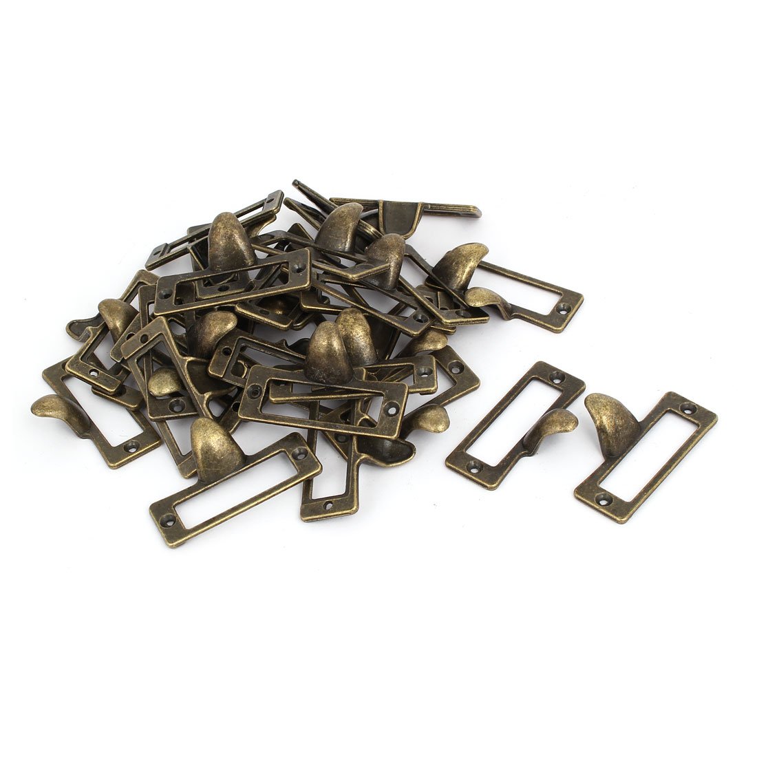 Sourcingmap Label Holder Pull Handles, Vintage Label Frame Drawer Knobs for Cabinet Cupboard, Bronze Tone 54x33mm 30pcs