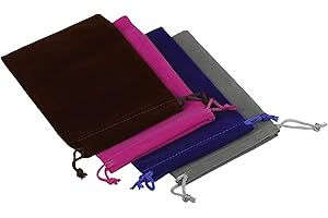 PATIKIL 18x12cm Drawstring Gift Bags, 4Pcs Soft Flannel Cloth Storage Pouch for Jewelry Glasses Wedding, 4 Colors