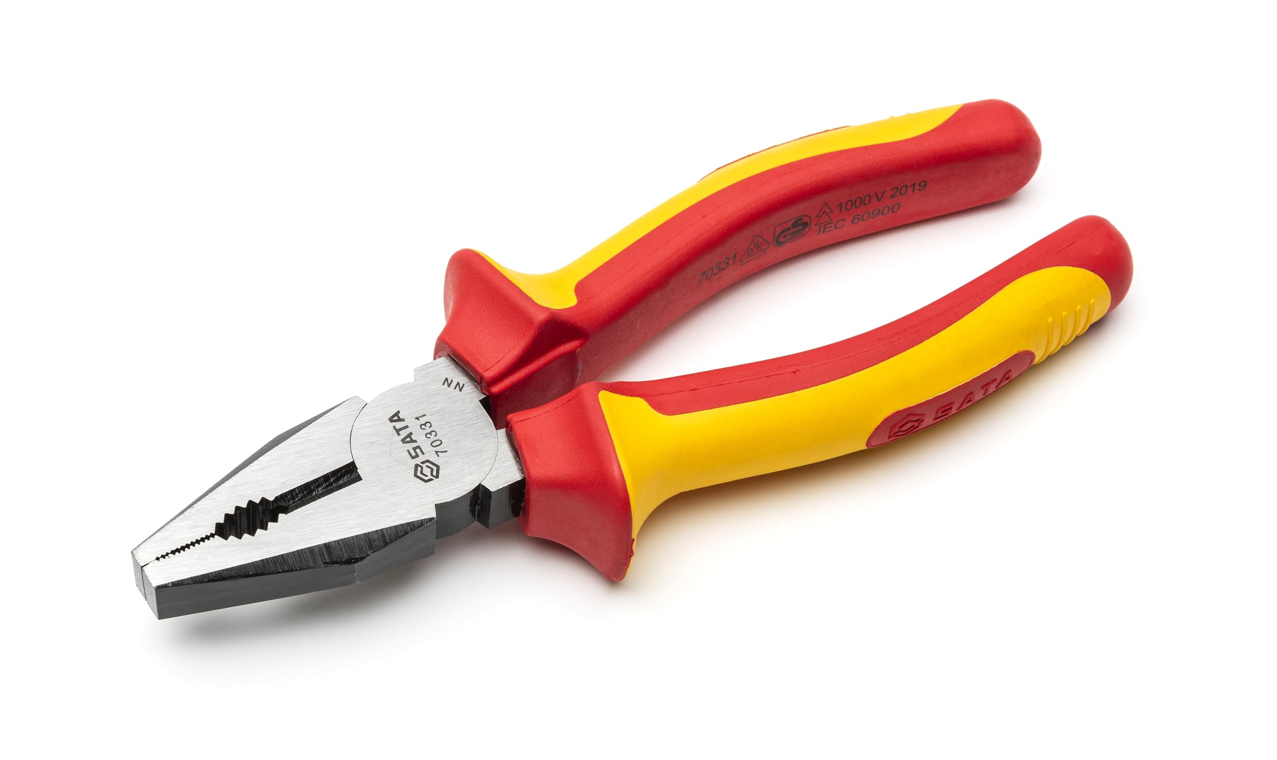 SATA ST70331ST 6-Inch VDE Insulated Linesman Combination Pliers with Chrome Vanadium Steel Body and Dual Material Anti-Slip Handles