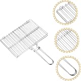 SUPVOX Stainless Steel BBQ Fish Grill Basket Handle Thickened Mesh Steak view 5