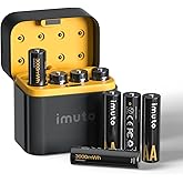 imuto Rechargeable AA Lithium Battery with Fast Charger, 8 Pack 3000mWh High Capacity Double A Batteries, 1.5V Constant Outpu