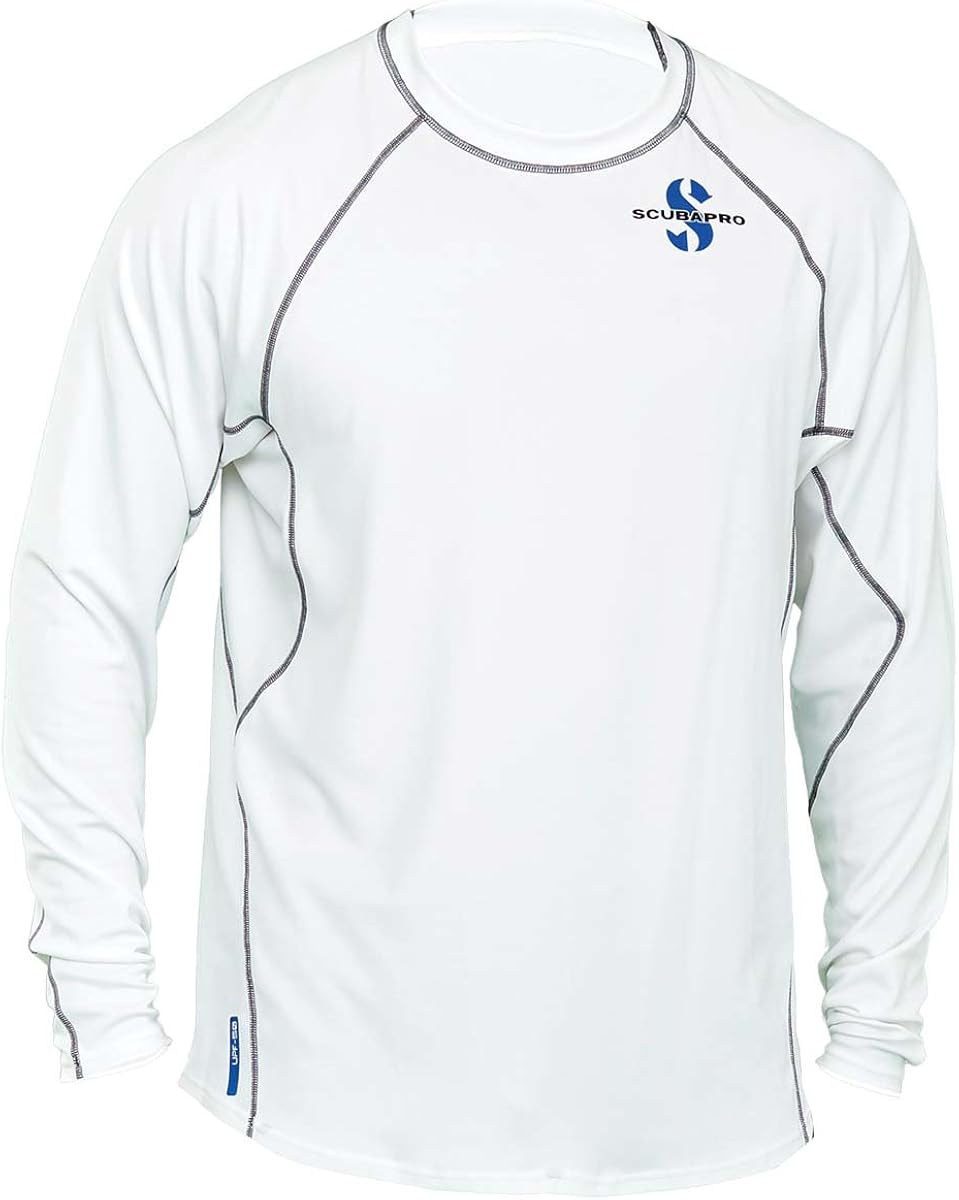 ScubaPro Mens UPF 50 Channel Flow Long Sleeve Rash Guard XLarge, Ice