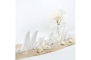 JOYLEX Mr & Mrs Sign for Wedding Table, Large Mr and Miss Wooden Letters, Party Decoration Head Table Wedding Wood Letter, Just Married Sign Anniversary Party Valentine's Day Decor (white)