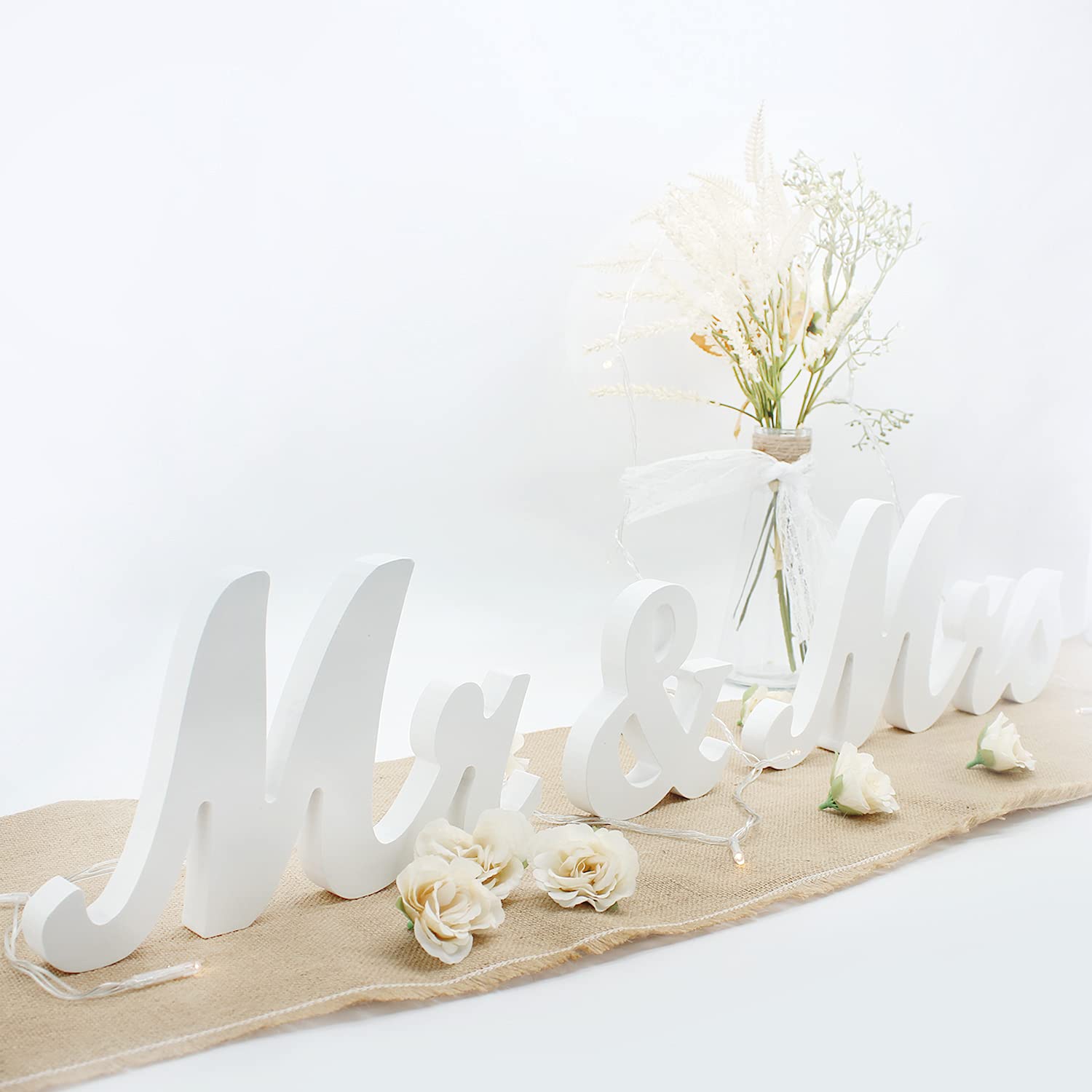 Photo 1 of ***(PARTS ONLY/ MAJOR DAMAGE/ NON FUNCTIONAL)***Mr & Mrs Sign for Wedding Table, Large Mr and Miss Wooden Letters, Party Decoration Head Table Wedding Wood Letter, Just Married Sign Anniversary Party Valentine's Day Decor (white)