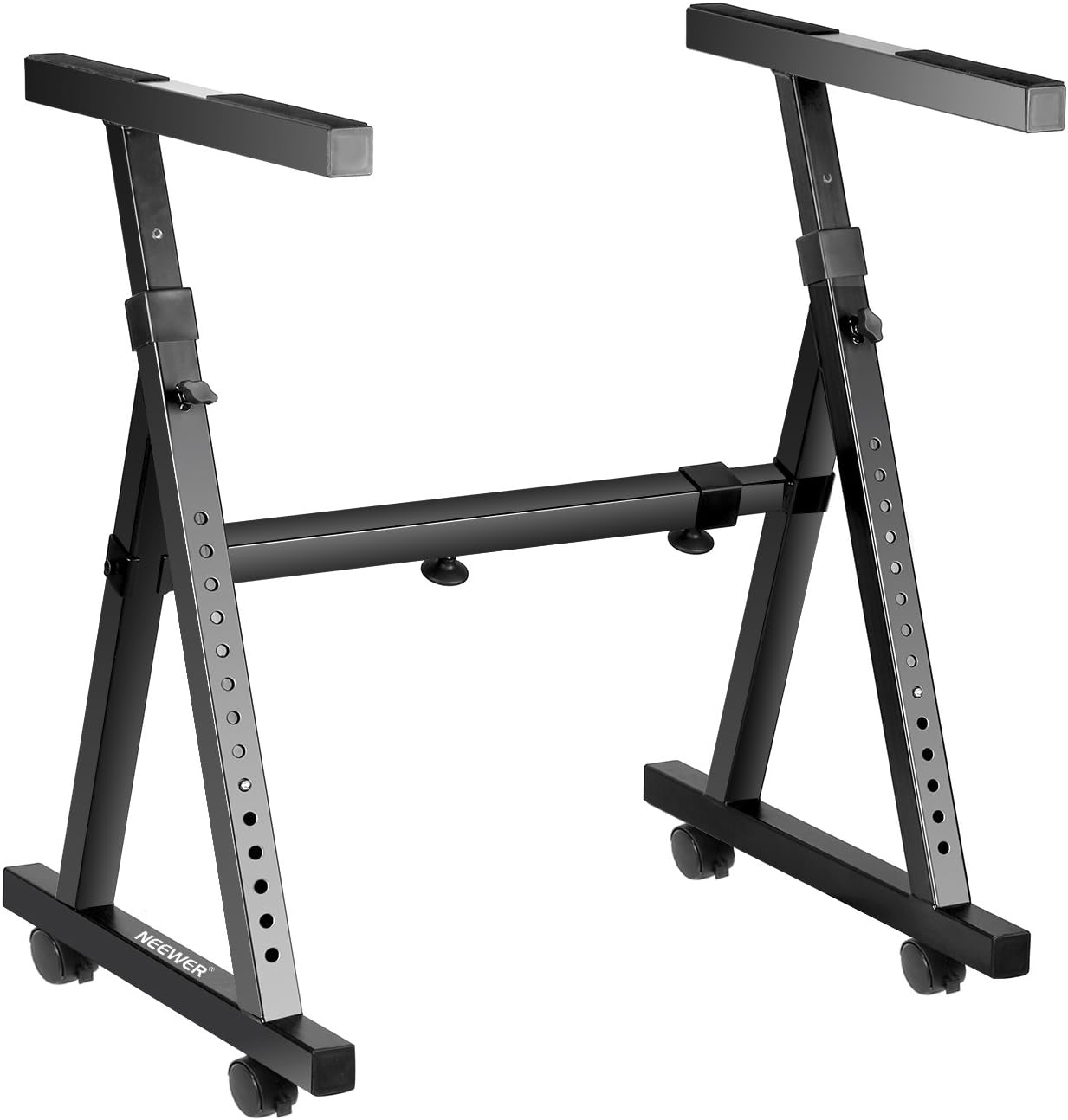 Neewer Heavy Duty Z-Style Keyboard Piano Stand with Swivel Casters in Adjustable Height 25.5-37.5 inches/65-95.5 centimeters and Width 24.4-40.9 inches/62-104 centimeters for Electronic Piano