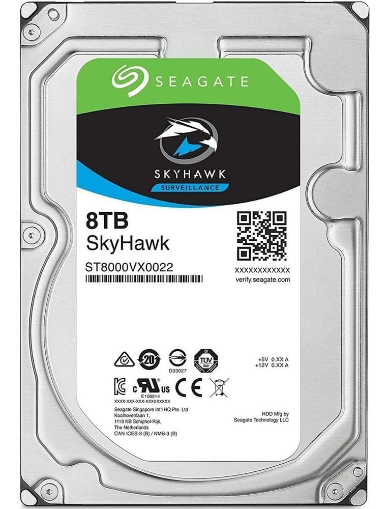 Seagate SkyHawk 8TB Surveillance Internal Hard Drive HDD – 3.5 Inch SATA 6Gb/s 256MB Cache for DVR NVR Security Camera System with Drive Health Management (ST8000VX0022)
