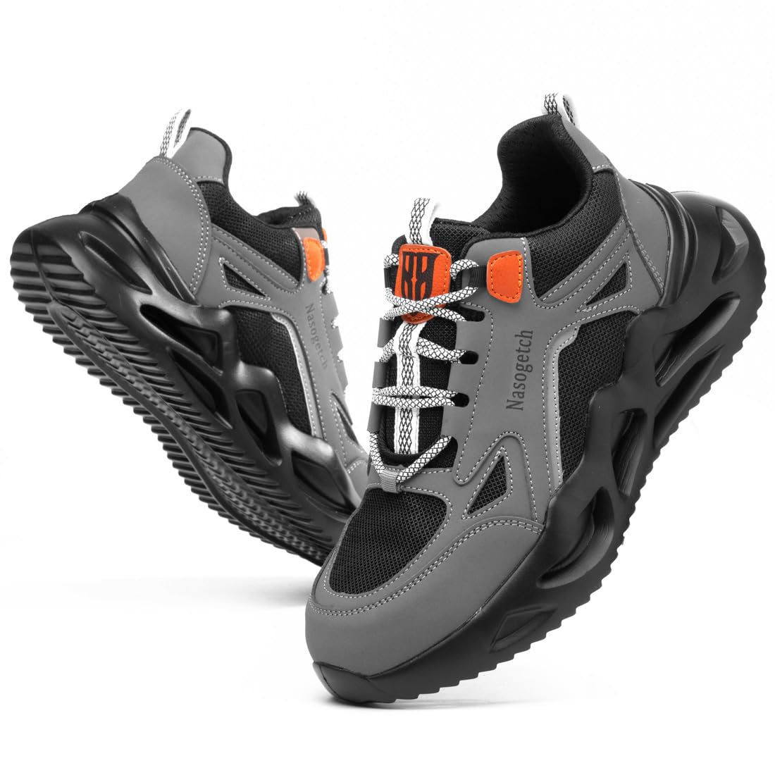 Photo 1 of Nasogetch Steel Toe Shoes for Men Women Lightweight Work Shoes Wide Comfortable Safety Sneakers Puncture Proof Blue Gray US Women 11.5/US Men 10 Label Size 43