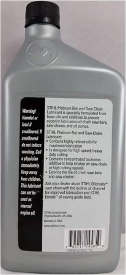Stihl 0781 516 5003 Platinum Bar And Chain Lubricant, 1 Quart : Garden & Outdoor
