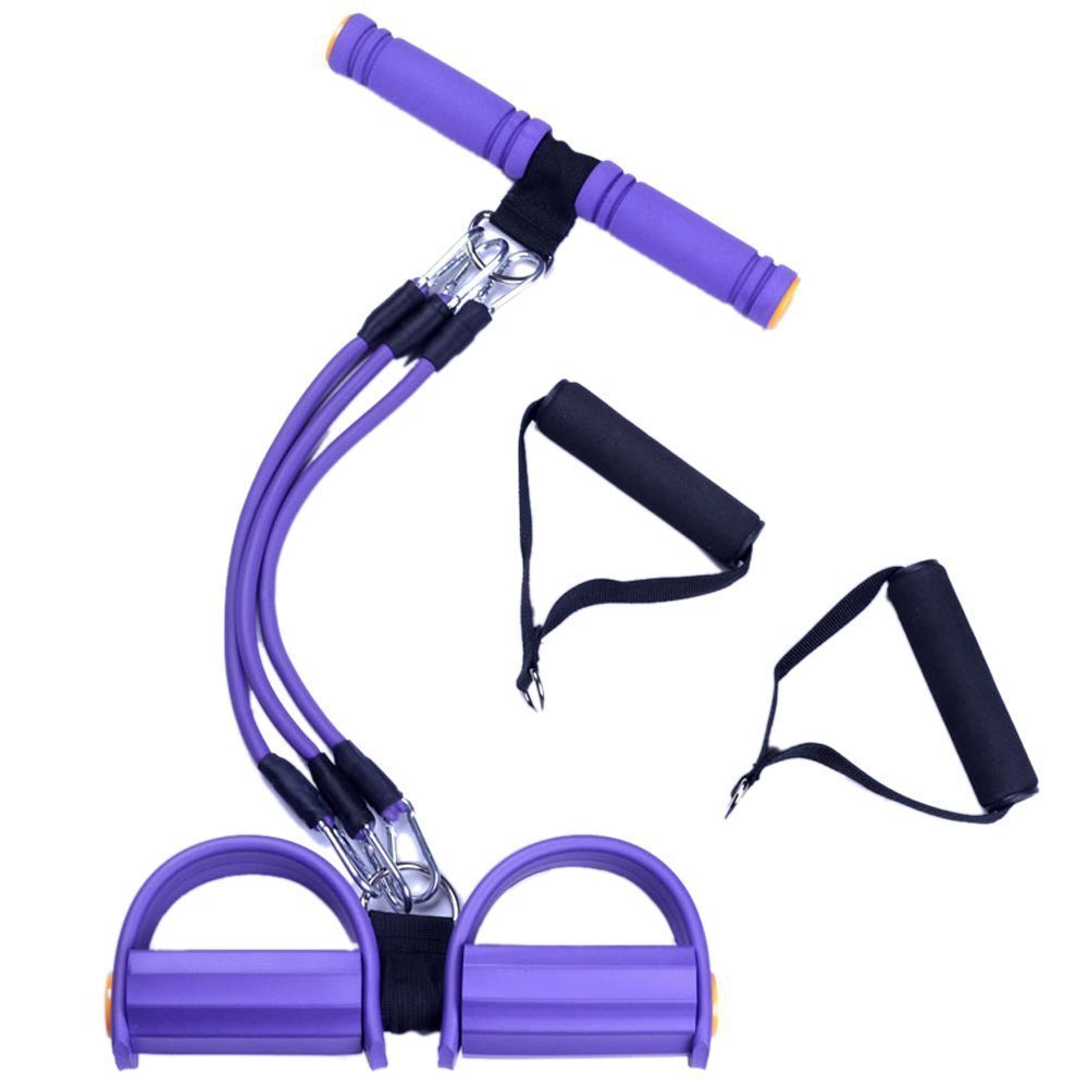 Kasstino Resistance Bands with Handles Fitness Exercise Yoga Gym Body Stretch Arms Legs (Purple)