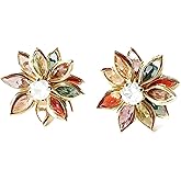 Austrian Crystal Flower Earrings for Women Zircon Flower Stud Earrings Vintage Boho Crystal Sunflower Earrings Hypoallergenic Earrings for Her