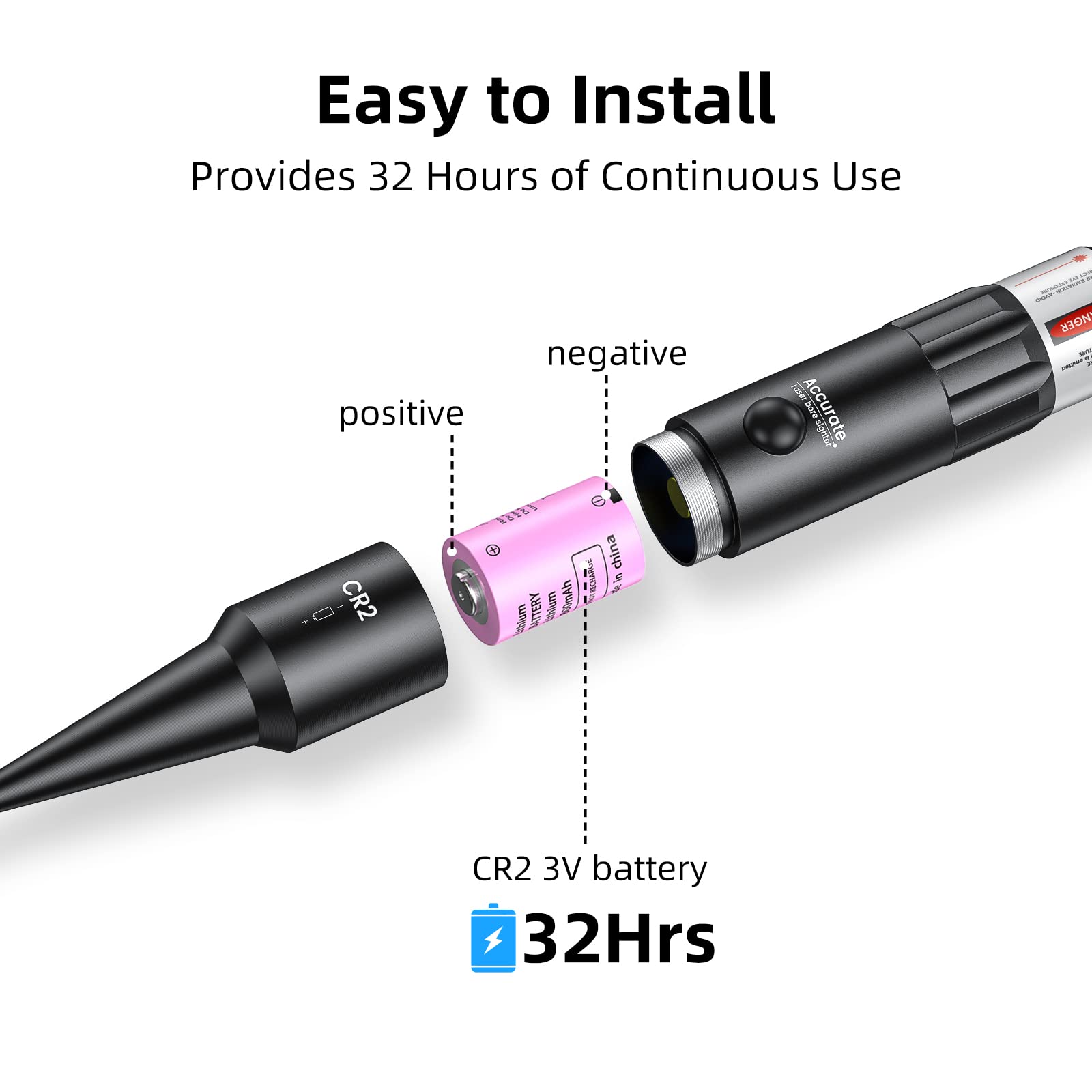 EZshoot Bore Sight Laser Kit Bright Red Laser BoreSighter with Big Button Switch for .17 to 12GA Caliber