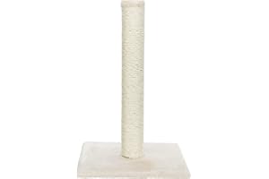 TRIXIE Parla Cat Scratching Post 24.4 Inch - Cat Scratcher with Soft Fabric Covering Base and Durable Sisal Rope - in Beige