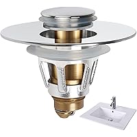 OUQMVQ Upgraded Sink Stopper Bathroom Pop up with Filter Basket for 1.15-1.37 inch (1, Silver)