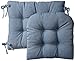 Klear Vu Omega Non-Slip Rocking Chair Cushion Set with Thick Padding and Tufted Design, Includes Seat Pad & Back Pillow with Ties for Living Room Rocker, 17x17 Inches, 2 Piece Set, Blue