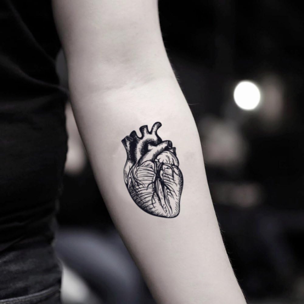 Tatuaggio Temporaneo Cuore Anatomico 2 Pezzi Ohmytat Com Amazon It Bellezza