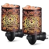 AMIR Salt Lamp, Natural Himalayan Salt Rock Lamp, 2 Pack Salt Crystal Night Lights with Modern Design Metal Lampshade, UL Approved Wall Plug, for Decoration, Lighting, Air Purifying, 4 Bulbs Included
