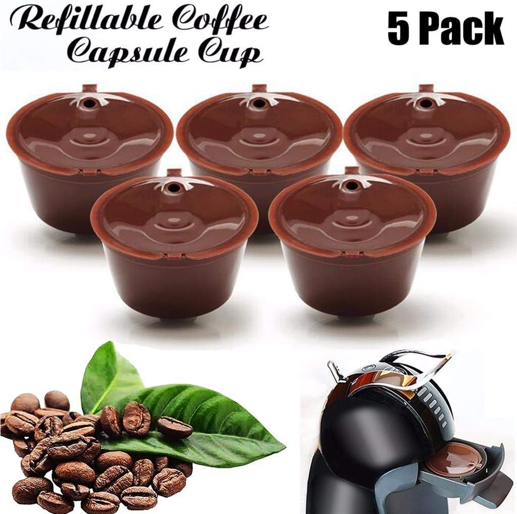 JETTINGBUY 5Pcs Refillable Coffee Capsules Cup, Durable Reusable Coffee Pods Filter Cup for Dolce Gusto, Compatible