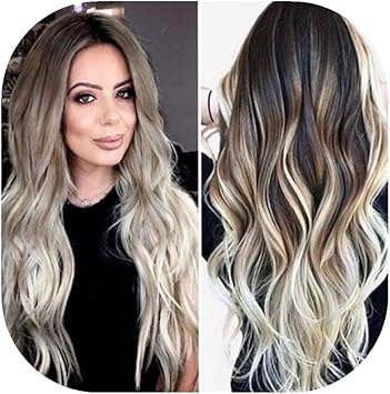 Amazon Com Gallity Sexy Long Curly Hair Gradient Gray Party Wigs