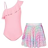GRACE KARIN Girls Swimsuit with Skirt One Piece Bathing Suit Swimwear 6-14Y