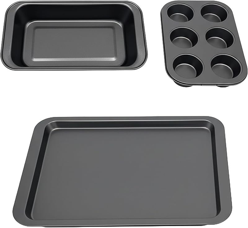 Backformen Set 3-tlg., Muffinblech, Kastenform, dunkelgrau