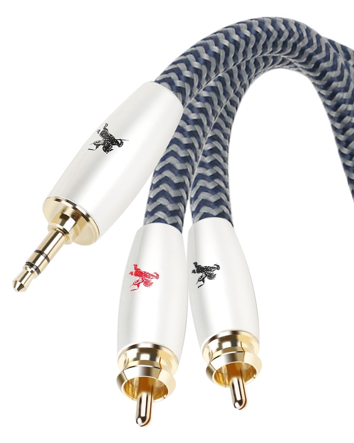 Impeto Audiophile RCA to Jack 3.5mm Cable 3.5 Aux to 2x RCA Audio Cable Phono Mini Jack Stereo Y Splitter Red and White Aux Compatible with Hi-Fi Amplifier Speaker MP3 TV Phone 3m