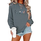 Lytiarul Flower Graphic Sweatshirt for Women Floral Printed Vintage Long Sleeves Shirt Crewneck Hoodie Loose Pullovers Tops