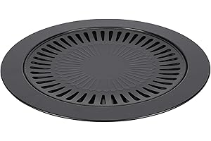 KIMISS Smokeless BBQ Pan, for Home Grilling, Round Nonstick Baking Tray, Easy-Clean Roasting Plate, Kitchen Utensil for Outdo