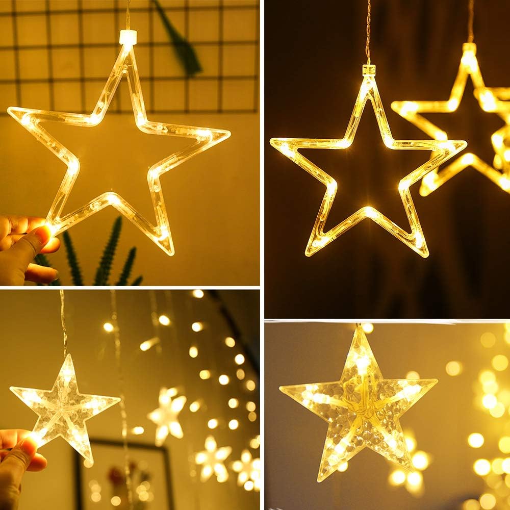 GlobaLink Christmas Star Curtain Lights, 12 Stars 138LED Connectable Star Window Lights - Image 4
