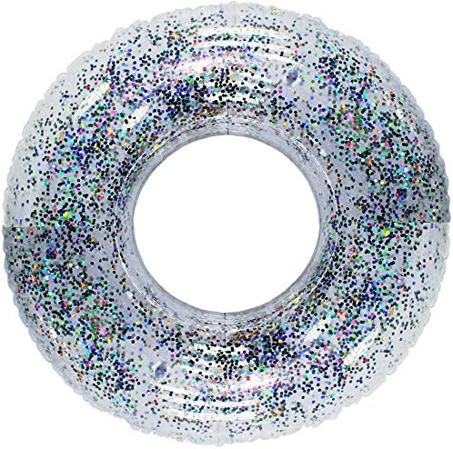 Inflatable Pool Floats for Adults and Kids – Round Swimming Pool Lounger Fun Giant Floaties - Relax in The Summer Sun (Glitter)