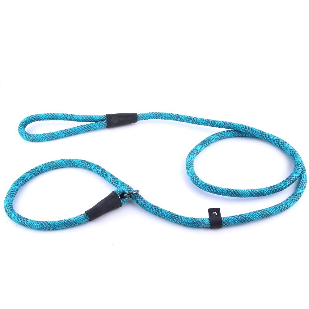 Max and Neo Rope Slip Lead Reflective 5 Foot - We Donate a Leash to a Dog Rescue for Every Leash Sold (Teal, 5FT X 1/2")