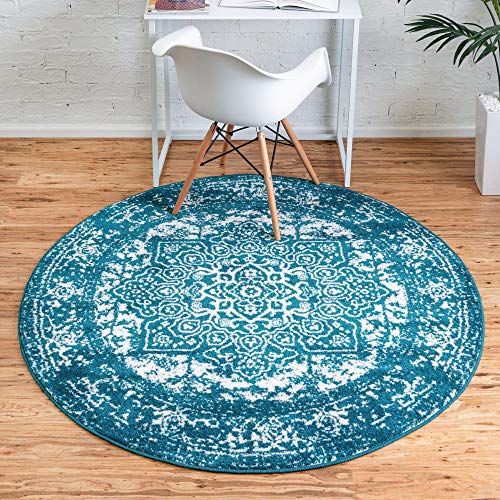 Arlington Collection Rug 8 Ft Round Turquoise MediumPile
