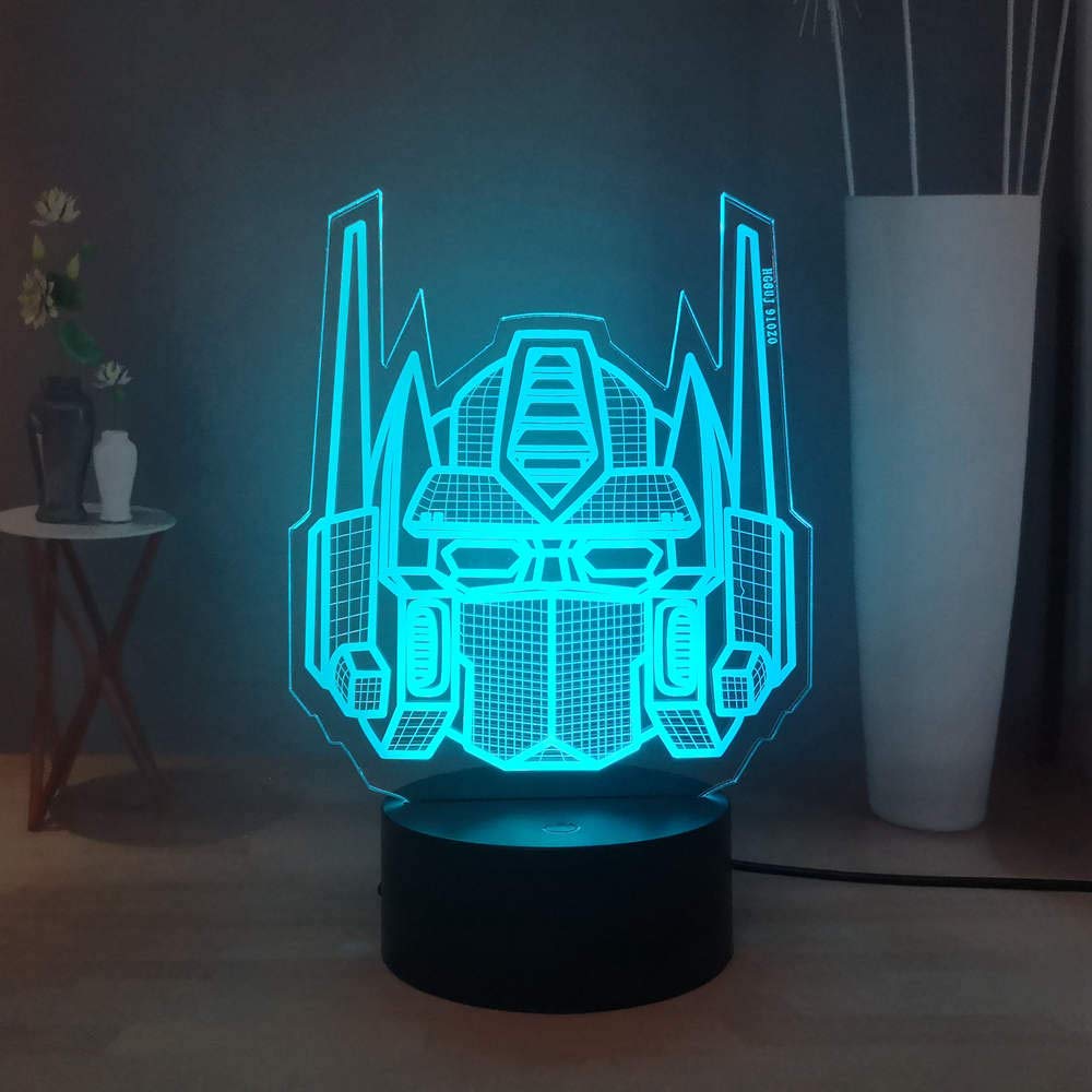 Laysinly 3D Night Light, Optimus Prime 7 Colors LED Table Lamp, Remote Control Child Bedroom Night Lamp, Kids Boys Birthday Christmas Gift