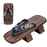 Helasdvt Geta Sandals Wooden Clogs, Geta Sandals Men Flip Flop Two-Teeth Japanese Traditional High Heel Slippers