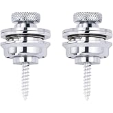 Banworks Quick-Release Locking Strap Buttons Flat Head Security Straplocks | for Acoustic/Electric Guitars Bass Strat Tele Les Paul Pack of 2 JT/DSBDK-02 Chrome