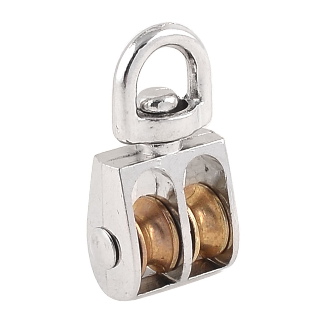 Sourcingmap a14010300ux0501 Double Wheel Hoist Wire Rope Pulley Block Tackle - Gold Tone